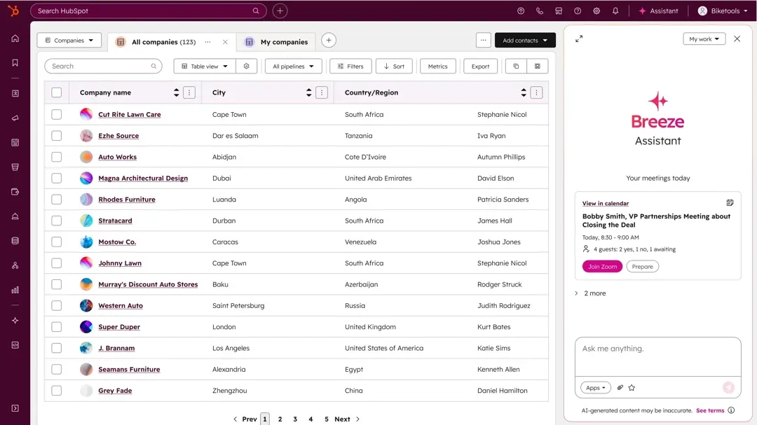Breeze is the ai from hubspot which has in every feature